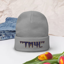 Load image into Gallery viewer, TM4L Beanie ON SALE ( Navy Blue Letters &amp; Old Gold Outline )
