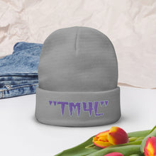 Load image into Gallery viewer, TM4L Beanie ON SALE ( Purple Letters &amp; Grey Outline )
