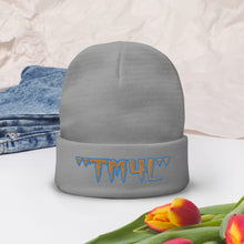 Load image into Gallery viewer, TM4L Beanie ON SALE ( Old Gold Letters &amp; Powder Blue Outline )
