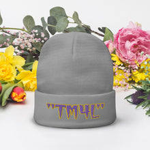 Load image into Gallery viewer, TM4L Beanie ON SALE ( Purple Letters &amp; Gold Outline )
