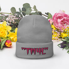 Load image into Gallery viewer, TM4L Beanie ON SALE ( Flamingo Pink Letters &amp; Black Outline )
