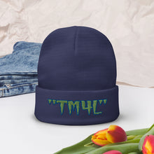 Load image into Gallery viewer, TM4L Beanie ON SALE ( Kiwi Green Letters &amp; Royal Blue Outline )

