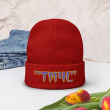 Load image into Gallery viewer, TM4L Beanie ON SALE ( Purple Letters &amp; Gold Outline )
