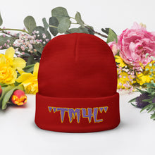 Load image into Gallery viewer, TM4L Beanie ON SALE ( Purple Letters &amp; Gold Outline )
