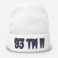 Load image into Gallery viewer, 93 TM 11 Beanie ( Purple Letters &amp; Black Outline )
