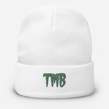 Load image into Gallery viewer, TMB Beanie ( Green Letters &amp; Blue Outline )
