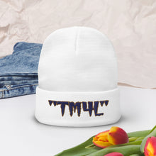 Load image into Gallery viewer, TM4L Beanie ON SALE ( Navy Blue Letters &amp; Old Gold Outline )
