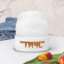 Load image into Gallery viewer, TM4L Beanie ON SALE ( Orange Letters &amp; Old Gold Outline )
