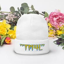 Load image into Gallery viewer, TM4L Beanie ON SALE ( Gold Letters &amp; Powder Blue Outline )
