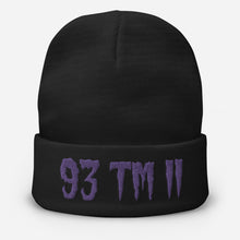 Load image into Gallery viewer, 93 TM 11 Beanie ( Purple Letters &amp; Black Outline )
