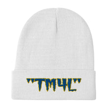 Load image into Gallery viewer, TM4L Beanie ( Blue Letters &amp; Yellow Outline )
