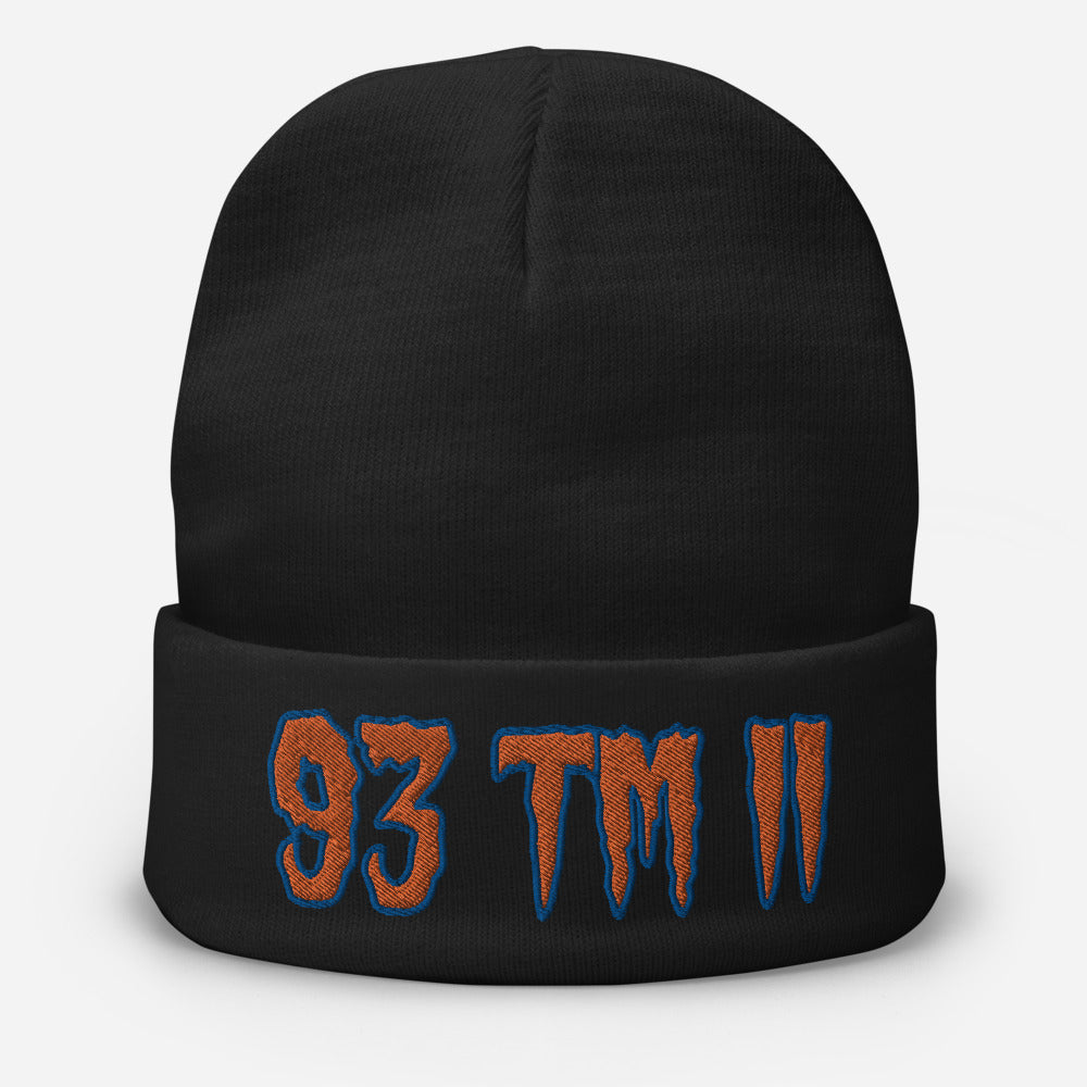 93 TM 11 Beanie ( Orange Letters & Blue Outline )