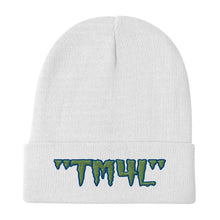 Load image into Gallery viewer, TM4L Beanie ( Green Letters &amp; Blue Outline )
