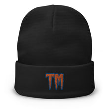 Load image into Gallery viewer, TM Beanie ( Orange Letters &amp; Blue Outline )
