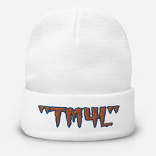 Load image into Gallery viewer, TM4L Beanie ( Orange Letters &amp; Blue Outline )
