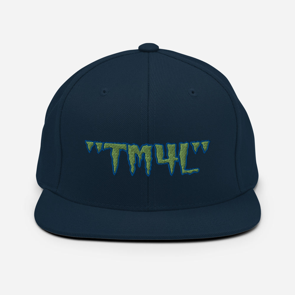 TM4L Snapback Hat ( Green Letters & Blue Outline )