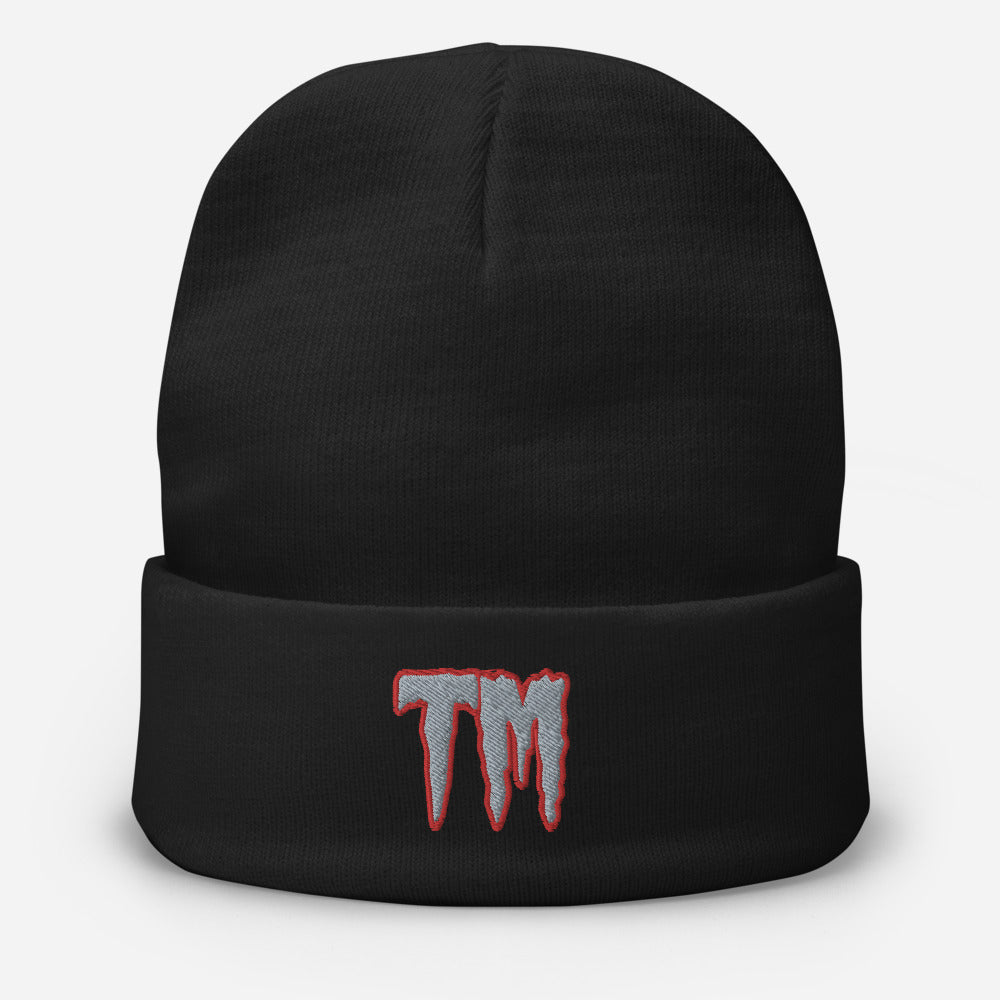 TM Beanie ( Grey Letters & Red Outline )
