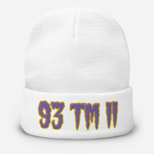 Load image into Gallery viewer, 93 TM 11 Beanie ( Purple Letters &amp; Gold Outline )
