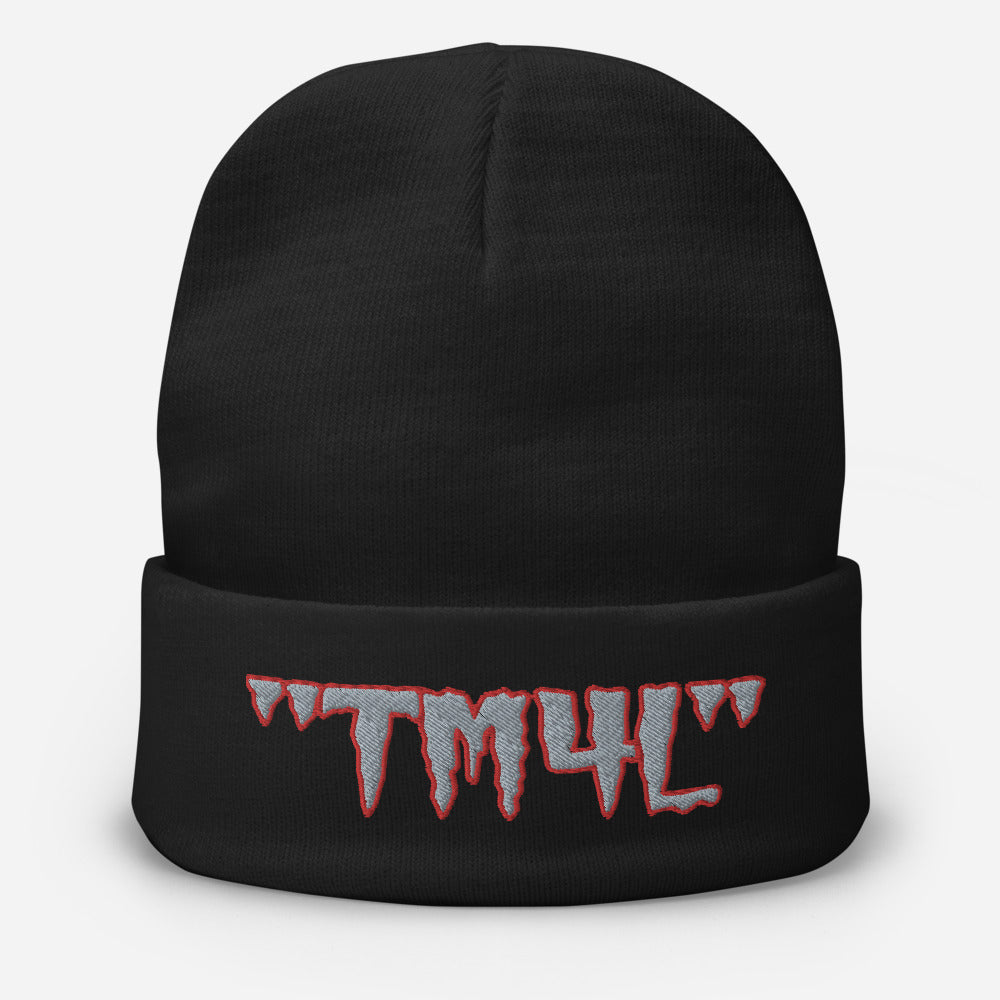 TM4L Beanie ( Grey Letters & Red Outline )
