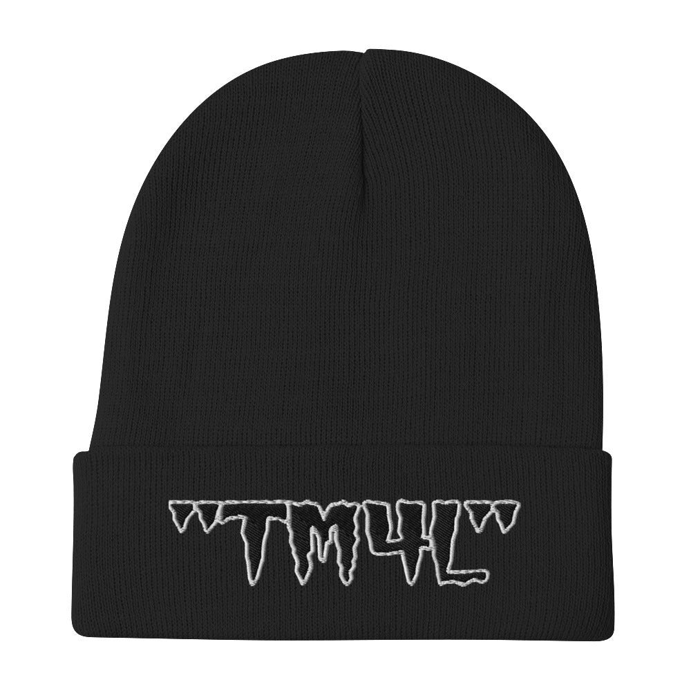 TM4L Beanie ( Black Letters & White Outline )