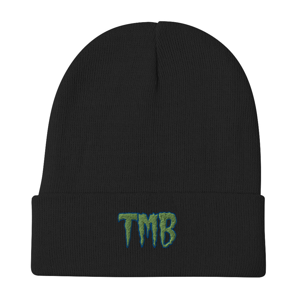 TMB Beanie ( Green Letters & Blue Outline )