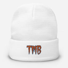 Load image into Gallery viewer, TMB Beanie ( Orange Letters &amp; Blue Outline )
