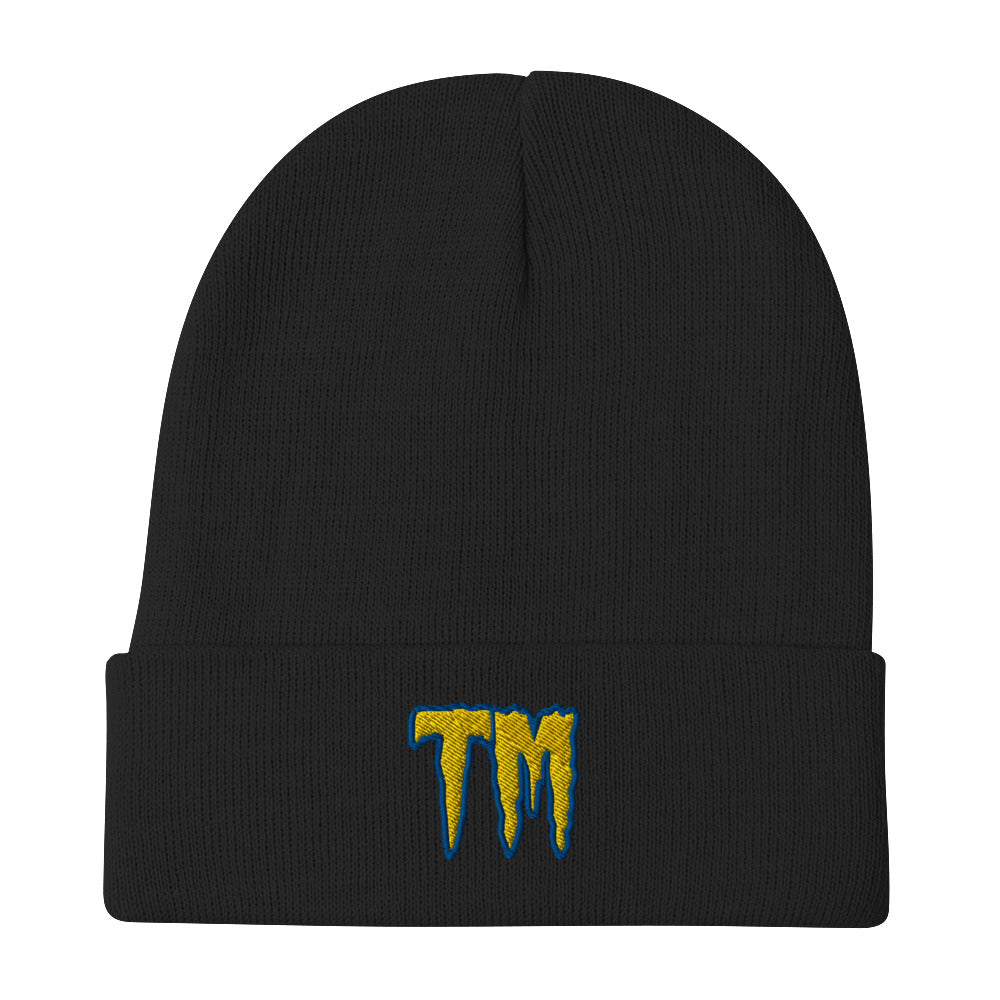TM Beanie ( Yellow Letters & Blue Outline )