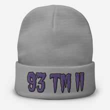 Load image into Gallery viewer, 93 TM 11 Beanie ( Purple Letters &amp; Black Outline )
