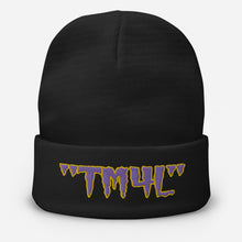 Load image into Gallery viewer, TM4L Beanie ( Purple Letters &amp; Gold Outline )

