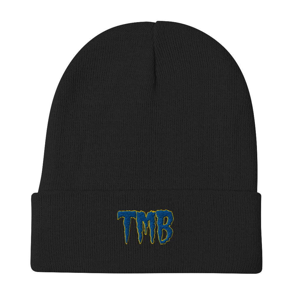 TMB Beanie ( Blue Letters & Yellow Outline )