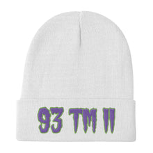 Load image into Gallery viewer, 93 TM 11 Beanie ( Purple Letters &amp; Green Outline )
