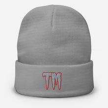 Load image into Gallery viewer, TM Beanie ( Grey Letters &amp; Red Outline )
