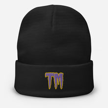 Load image into Gallery viewer, TM Beanie ( Purple Letters &amp; Gold Outline )
