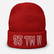 Load image into Gallery viewer, 93 TM 11 Beanie ( Red Letters &amp; White Outline )

