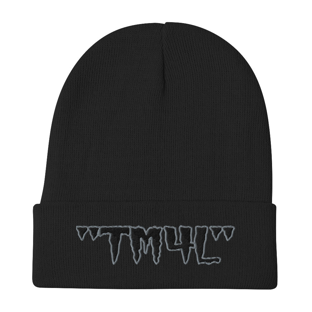 TM4L Beanie ( Black Letters & White Outline )