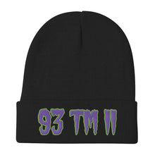 Load image into Gallery viewer, 93 TM 11 Beanie ( Purple Letters &amp; Green Outline )
