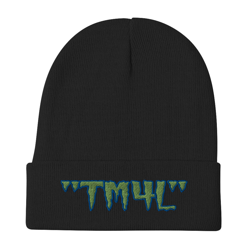 TM4L Beanie ( Green Letters & Blue Outline )
