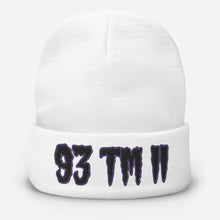 Load image into Gallery viewer, 93 TM 11 Beanie ( Black Letters &amp; Purple Outline )
