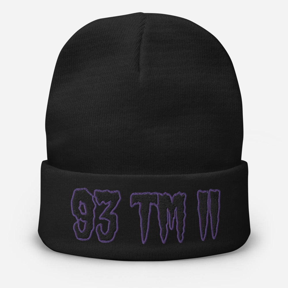 93 TM 11 Beanie ( Black Letters & Purple Outline )