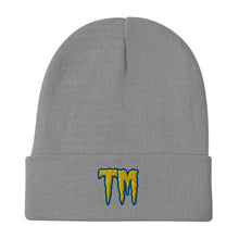 Load image into Gallery viewer, TM Beanie ( Yellow Letters &amp; Blue Outline )
