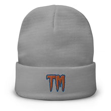 Load image into Gallery viewer, TM Beanie ( Orange Letters &amp; Blue Outline )
