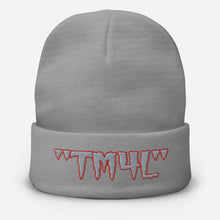 Load image into Gallery viewer, TM4L Beanie ( Grey Letters &amp; Red Outline )
