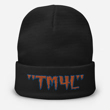 Load image into Gallery viewer, TM4L Beanie ( Orange Letters &amp; Blue Outline )
