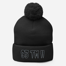 Load image into Gallery viewer, 93 TM 11 Pom-Pom Beanie ( Black Letters &amp; Grey Outline )
