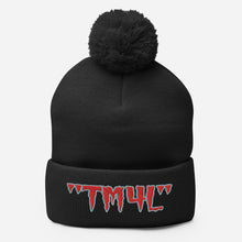 Load image into Gallery viewer, TM4L Pom-Pom Beanie ( Red Letters &amp; Grey Outline )
