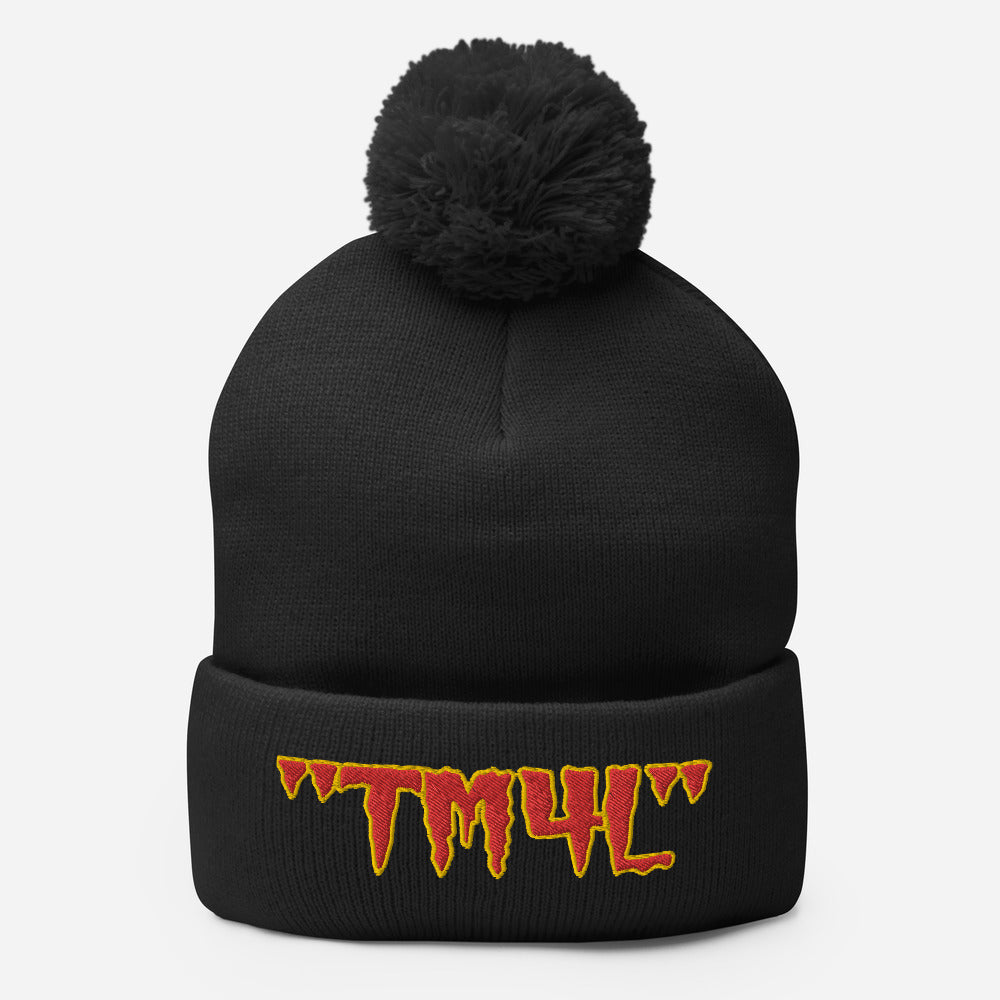 TM4L Pom-Pom Beanie ( Red Letters & Gold Outline )