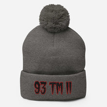 Load image into Gallery viewer, 93 TM 11 Pom-Pom Beanie ( Black Letters &amp; Red Outline )
