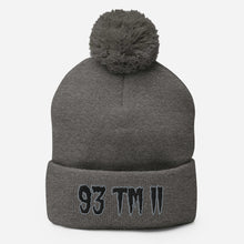 Load image into Gallery viewer, 93 TM 11 Pom-Pom Beanie ( Black Letters &amp; Grey Outline )
