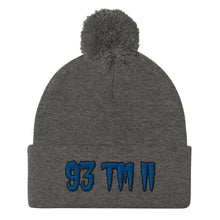 Load image into Gallery viewer, 93 TM 11 Pom-Pom Beanie ( Blue Letters &amp; Black Outline )
