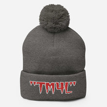 Load image into Gallery viewer, TM4L Pom-Pom Beanie ( Red Letters &amp; White Outline )
